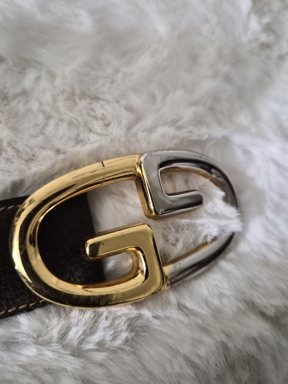 Gicci Brown Pebbled Leather Belt